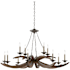 Currey and Company Whitlow 12 Light 51" Wide Wrought Iron Chandelier Burnt Wood / Antique Galvanize