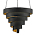 Currey and Company Chiffonade 7 Light 30" Wide Wrought Iron Chandelier Antique Black / Contemporary Gold Leaf