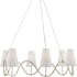 Currey and Company Kadir 6 Light 39" Wide Wrought Iron Chandelier with Fabric Shades Silver Granello