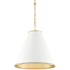 Currey and Company Pierrepont 16" Wide Pendant with Metal Shade Painted Gesso White / Gold Leaf / Painted Gold