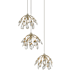 Currey and Company Crystal Bud 3 Light 8" Wide Crystal Multi Light Pendant Painted Silver / Contemporary Silver Leaf