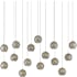 Currey and Company Giro 15 Light 48" Wide Linear Pendant Painted Silver / Nickel / Blue