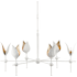 Currey and Company Peace Lily 6 Light 47" Wide Wrought Iron Chandelier with Metal Shades Gesso White / Silver Leaf