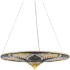Currey and Company Canaan 3 Light 32" Wide Pendant with Wicker Shade Gold Leaf / Distressed Black / Distressed White