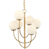 Currey and Company Sunnylands 6 Light 17" Wide Wrought Iron Chandelier with Glass Shades Brass
