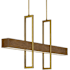Currey and Company Tonbridge 3 Light 50" Wide LED Wrought Iron Linear Chandelier Chestnut / Brass