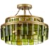 Currey and Company Vintner 3 Light 16" Wide Semi-flush Ceiling Fixture Contemporary Gold Leaf / Green