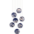 Currey and Company Palatino 7 Light 16" Wide Multi Light Pendant Blue Marbled / Silver