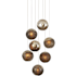 Currey and Company Pathos 7 Light 16" Wide Multi Light Pendant Antique Silver / Antique Gold / Matte Charcoal