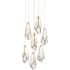 Currey and Company Glace 7 Light 15" Wide Multi Light Pendant White / Antique Brass / Silver