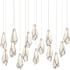 Currey and Company Glace 15 Light 48" Wide Linear Pendant White / Antique Brass / Silver