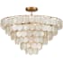 Currey and Company Bon Vivant 5 Light 30" Wide Wrought Iron Waterfall Chandelier with Hanging Capiz Shells Natural / Contemporary Gold