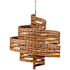 Currey and Company Saisei 5 Light 32" Wide Wrought Iron Abstract Chandelier with Woven Rattan Shade Natural / Khaki