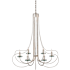 Currey and Company Harrow 6 Light 31" Wide Wrought Iron Candle Style Chandelier Contemporary Silver Leaf / Clear
