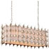 Currey and Company Bardi 8 Light 41" Wide Wrought Iron Linear Chandelier with Linen Shade Contemporary Silver Leaf