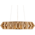 Currey and Company Plunge 30" Wide LED Wrought Iron Drum Chandelier with Wood Shade Toffee / Brass / White