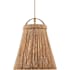 Currey and Company Parnell 28" Wide Wrought Iron Pendant with Abaca Rope Shade Natural / Beige / Frosted White