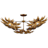 Currey and Company Alithea 5 Light 45" Wide Semi-Flush Ceiling Fixture with Floral Shades Antique Brass