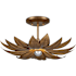 Currey and Company Alithea 18" Wide Semi-Flush Ceiling Fixture with Floral Shade Antique Brass