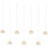 Currey and Company Virtu 7 Light 57" Wide Wrought Iron Linear Pendant with Clamrose Shell Shades Natural