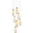 Currey and Company Parish 7 Light 13" Wide Wrought Iron Multi Light Pendant with Frosted Glass Shades White / Antique Brass