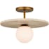 Currey and Company Apricity 16" Wide Semi-Flush Globe Ceiling Fixture with Frosted Glass Shade Beige / Antique Brass / Frosted White