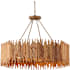 Currey and Company Teahouse 8 Light 32" Wide Wrought Iron Drum Chandelier with Rattan Shade Natural / Khaki