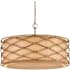 Currey and Company Partita 3 Light 28" Wide Wrought Iron Pendant with Grasscloth Shade Natural / Saddle Tan