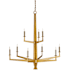 Currey and Company Goldfinch 9 Light 36" Wide Wrought Iron Candle Style Chandelier Washed Lucerne Gold