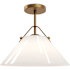Currey and Company Bronwen 19" Wide Semi-Flush Ceiling Fixture Opaque White / Antique Brass
