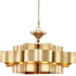 Currey and Company Grand Lotus 30" Large Chandelier Antique Gold Leaf