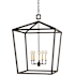 Currey and Company Denison 5 Light Chandelier In Lantern Style Wrought Iron Frame Mole Black