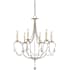 Currey and Company 6 Light Wrought Iron Small Crystal Lights Chandelier Silver Leaf