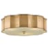 Currey and Company Wexford 3 Light Flush Mount Ceiling Fixture with Opaque Glass Shade Antique Brass