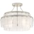 Currey and Company Vintner Blanc 3 Light 15-1/2" Wide Semi Flush Ceiling Fixture with Recycled Bottle Glass Contemporary Silver Leaf / Opaque White
