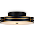 Currey and Company Fielding 24" Wide LED Flush Mount Drum Ceiling Fixture - Satin Black Satin Black / Contemporary Gold / Sugar White