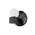 Dainolite Raleigh 5" Tall Bathroom Sconce with White Glass Shade Matte Black / White