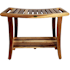 DecoTeak Harmony 30" Teak Shower Bench with Shelf Earthy Teak