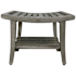 DecoTeak Harmony 24" Teak Shower Bench with Shelf and Lift Aide Handles Antique Gray