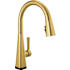Delta Lenta Pull-Down Kitchen Faucet with On/Off Touch Activation, Magnetic Docking Spray Head, ShieldSpray and Touch2O Brushed Gold