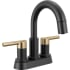 Delta Nicoli 1.2 GPM Centerset Bathroom Faucet with Pull Down Spout and Push Pop-Up Drain Assembly Matte Black / Champagne Bronze