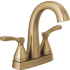 Delta Stryke 1.2 GPM Centerset Bathroom Faucet with Pop-Up Drain Assembly Lumicoat Champagne Bronze