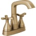 Delta Stryke 1.2 GPM Centerset Bathroom Faucet with Cross Handles and Pop-Up Drain Assembly - Limited Lifetime Warranty Lumicoat Champagne Bronze