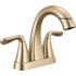 Delta Arvo 1.2 GPM Centerset Bathroom Faucet with Pull Down Spout and Push Pop-Up Drain Assembly Champagne Bronze