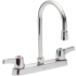 Delta Commercial Double Handle High Arc Kitchen Faucet with .5 GPM Non-Aerating Outlet Hooded Lever Handles and 5.8" Spout Height Chrome