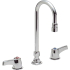 Delta Double Handle 1.5GPM Ceramic Disc Below Deckmount Kitchen Faucet with Lever Blade Handles Gooseneck Spout and Vandal Resistant Aerator from the Commercial Series Chrome