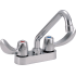 Delta Double Handle 1.5GPM Ceramic Disc Bathroom Faucet with Hooded Blade Handles 8" Tubular Swing Spout and Antimicrobial by AgION from the Commercial Series Chrome