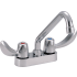 Delta Double Handle 1.5GPM Ceramic Disc Bathroom Faucet with Hooded Blade Handles 8" Tubular Swing Spout and Vandal Resistant Aerator from the Commercial Series Chrome