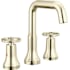 Delta Trinsic 1.2 GPM Widespread Bathroom Faucet with Wheel Style Handles and Push Pop-Up Drain Assembly Brilliance Polished Nickel