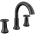 Delta Trinsic 1.2 GPM Widespread Bathroom Faucet with Pull Down Wand and Push Pop-Up Drain Assembly Matte Black